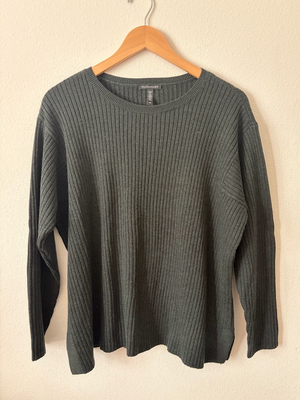 Eileen Fisher Extra Fine 100% Merino Wool Ribbed Sweater Size M